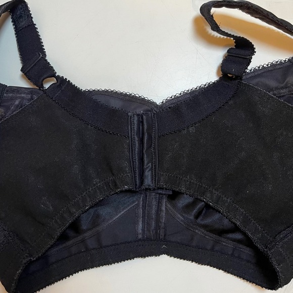 Bundle of 2 38G Plus Bras Floral Satin Full Coverage Comfort Black Beige Playtex - Picture 3 of 11